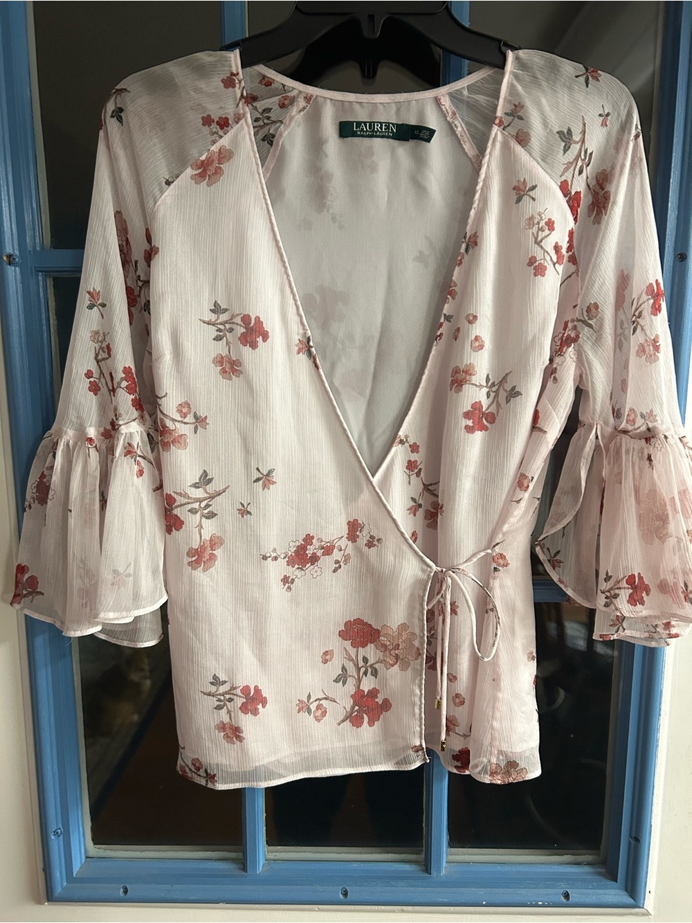 Ralph Lauren Pale Pink Floral Wrap Blouse